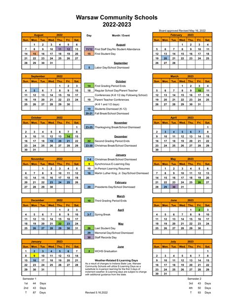 WCS District Calendar Dates Image 9